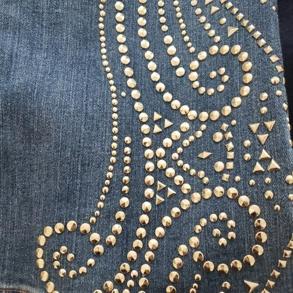 👖 Michael Kors New Gold Studded Flare Jeans